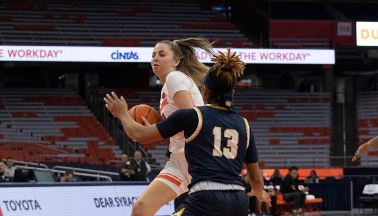 Georgia Woolley led all scorers with a season-high 23 points, but the Orange saw a nine-point fourth-quarter lead dwindle away.