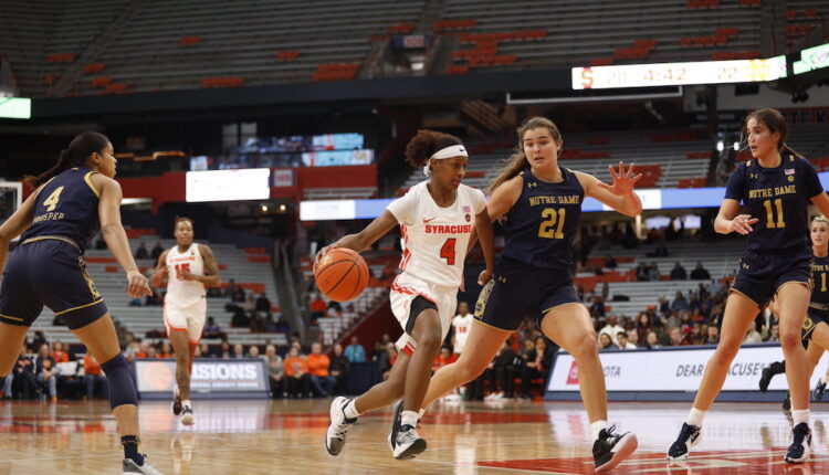 Notre Dame outscored the Orange 22-11 in the fourth quarter and scored 22 of its 31 first-half points inside the paint