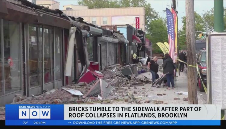 Bricks tumble to sidewalk in Brooklyn roof collapse