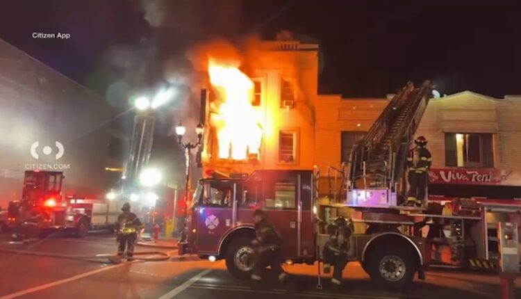 8 firefighters hurt after flames tear through apartment in West NY