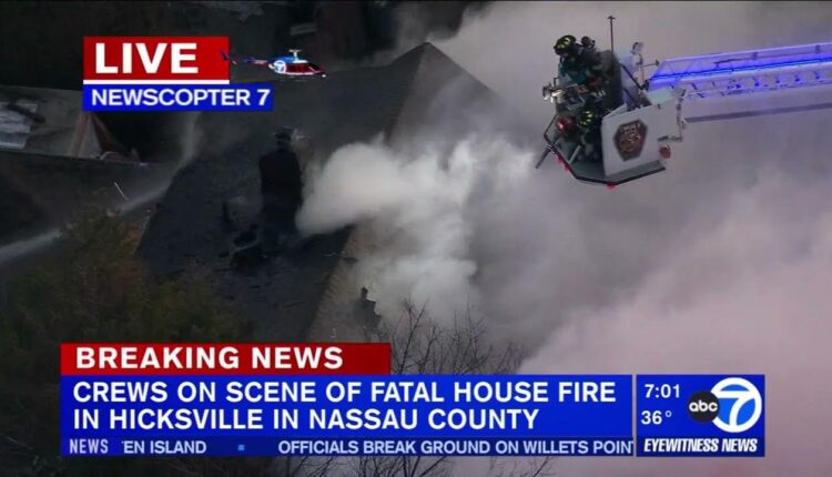 1 dead in Hicksville, NY house fire, firefighters battle intense flames and windy conditions