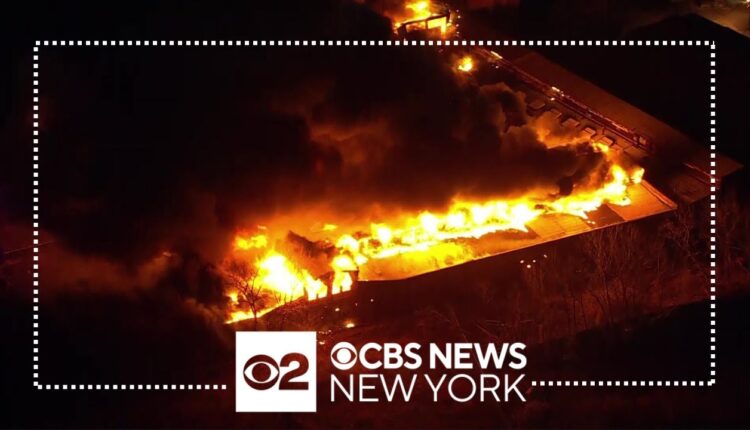 Massive warehouse fire burning in Elizabeth, New Jersey