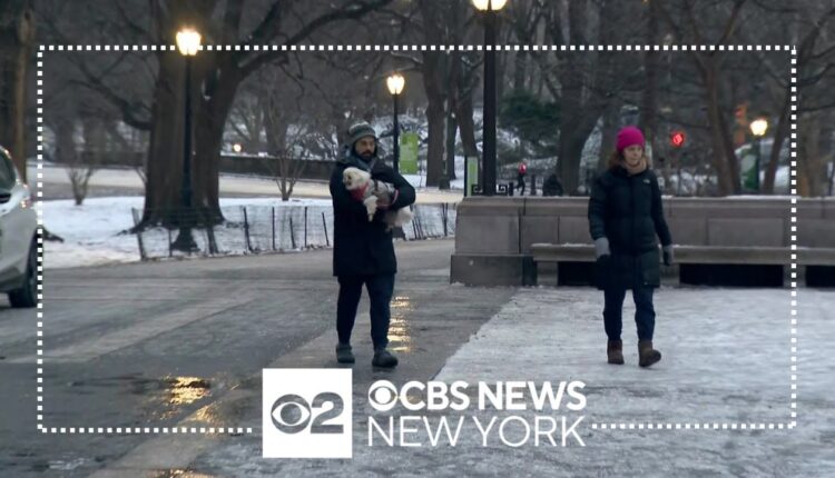 Sanitation crews already treating a snowy Central Park