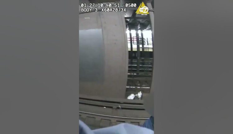 Man pulled from subway tracks as train blows horn