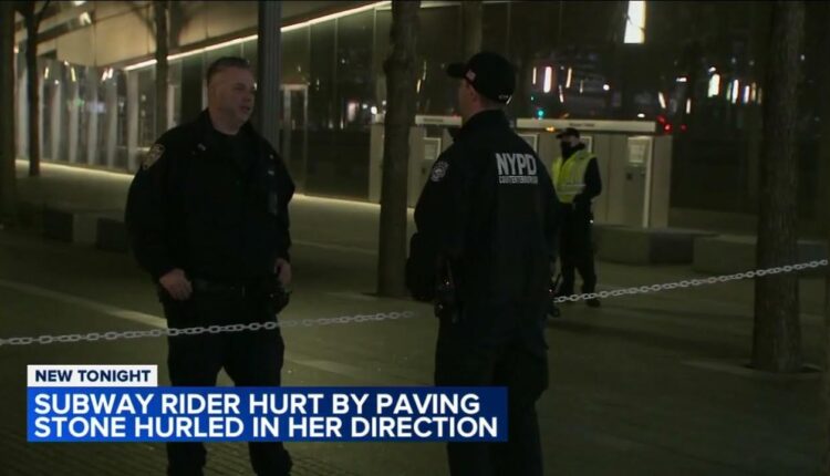 Woman injured after rider on Manhattan subway train throws paving stone