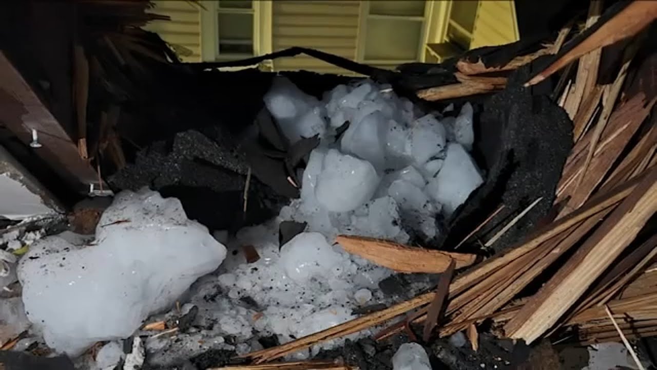 Large chunk of ice crashes through family's roof in Paterson